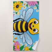 Cartoon Bee Farbige Blume Strandtuch (Vorderseite)
