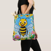 Cartoon Bee Farbige Blume Tasche (Von Nahem)