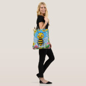 Cartoon Bee Farbige Blume Tasche (Am Model)