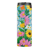 Cartoon Bee Farbige Blume Thermosbecher (Rückseite)