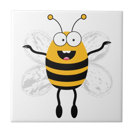Cartoon Bee Fliese (Vorderseite)