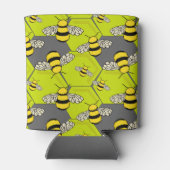 Cartoon Bee Hive Gray Green Dosenkühler (Rückseite)