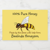 Cartoon Bee Honey Jar Labels Lebensmitteletikett (Einzelnes Label)