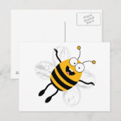 Cartoon Bee Postkarte (Vorne/Hinten)