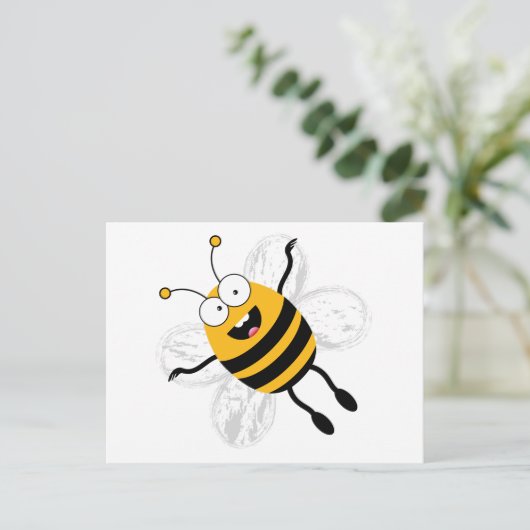 Cartoon Bee Postkarte (Stehend Vorderseite)