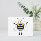 Cartoon Bee Postkarte (Stehend Vorderseite)