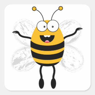 Cartoon Bee Quadratischer Aufkleber