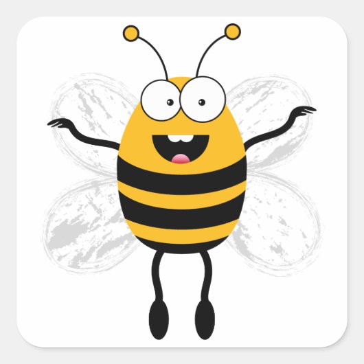 Cartoon Bee Quadratischer Aufkleber (Vorderseite)
