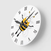 Cartoon Bee Runde Wanduhr (Winkel)