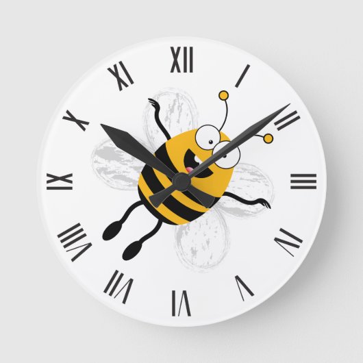 Cartoon Bee Runde Wanduhr (Vorderseite)