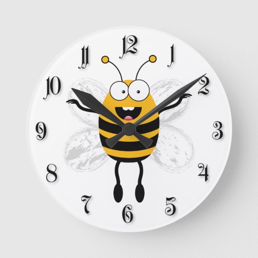 Cartoon Bee Runde Wanduhr (Vorderseite)