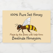 Cartoon Bee Set Honey Jar Labels Lebensmitteletikett (Einzelnes Label)