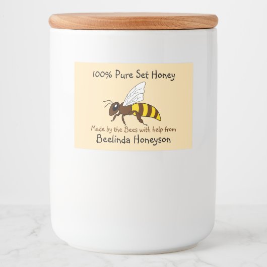 Cartoon Bee Set Honey Jar Labels Lebensmitteletikett (Vorderseite)