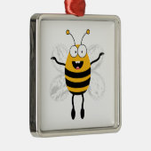 Cartoon Bee Silbernes Ornament (Rechts)