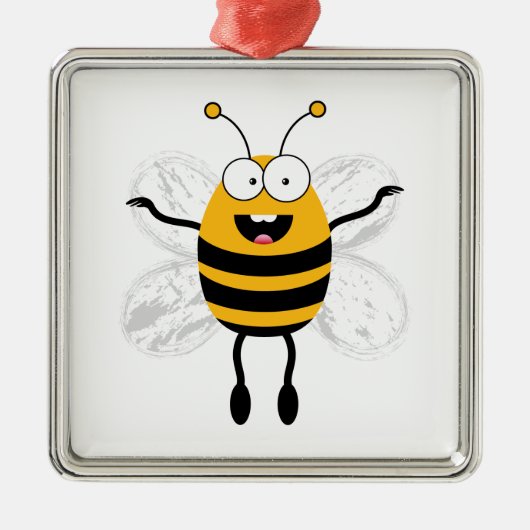 Cartoon Bee Silbernes Ornament (Vorne)