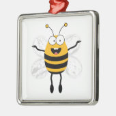 Cartoon Bee Silbernes Ornament (Links)