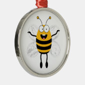 Cartoon Bee Silbernes Ornament (Rechts)