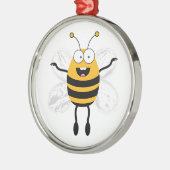 Cartoon Bee Silbernes Ornament (Links)
