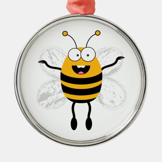 Cartoon Bee Silbernes Ornament (Vorne)
