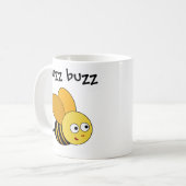 Cartoon Bee Sprichwort Buzz Buzz & Child Name Tass Kaffeetasse (Vorderseite Links)
