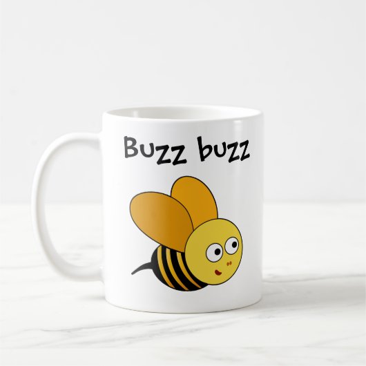 Cartoon Bee Sprichwort Buzz Buzz & Child Name Tass Kaffeetasse (Links)