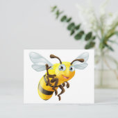 Cartoon Bee Waving Postkarte (Stehend Vorderseite)
