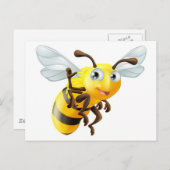 Cartoon Bee Waving Postkarte (Vorne/Hinten)