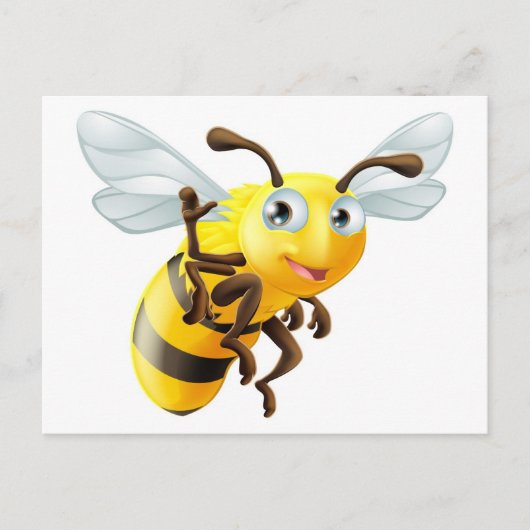 Cartoon Bee Waving Postkarte (Vorderseite)