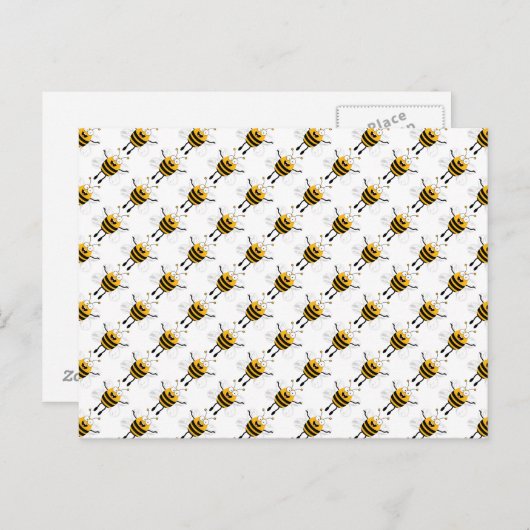 Cartoon Bees Pattern Postkarte (Vorne/Hinten)
