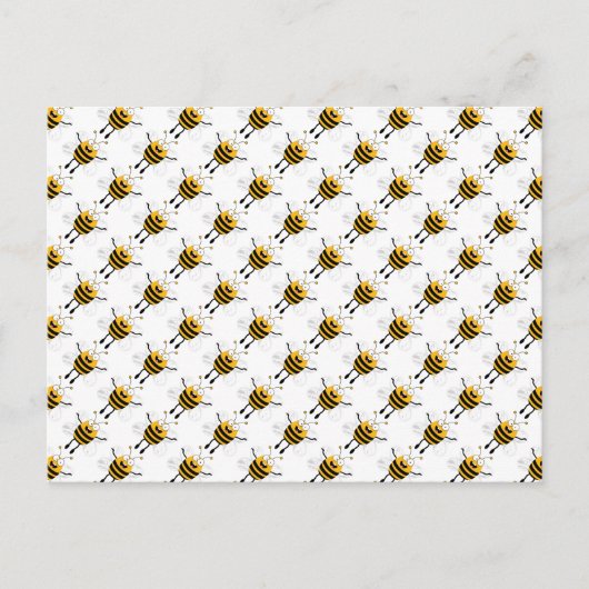 Cartoon Bees Pattern Postkarte (Vorderseite)