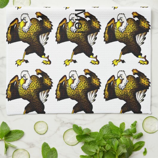 Cartoon bekämpft Adler Geschirrtuch (Gefaltet)