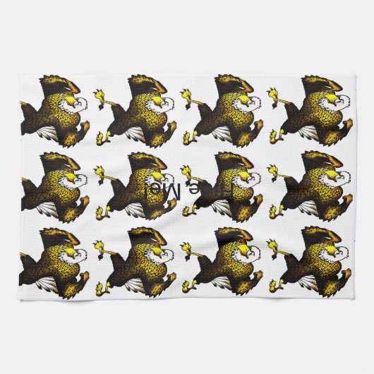 Cartoon bekämpft Adler Geschirrtuch (Horizontal)