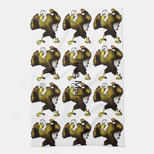Cartoon bekämpft Adler Geschirrtuch (Vertikal)