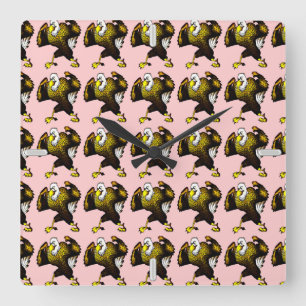 Cartoon bekämpft Adler Quadratische Wanduhr