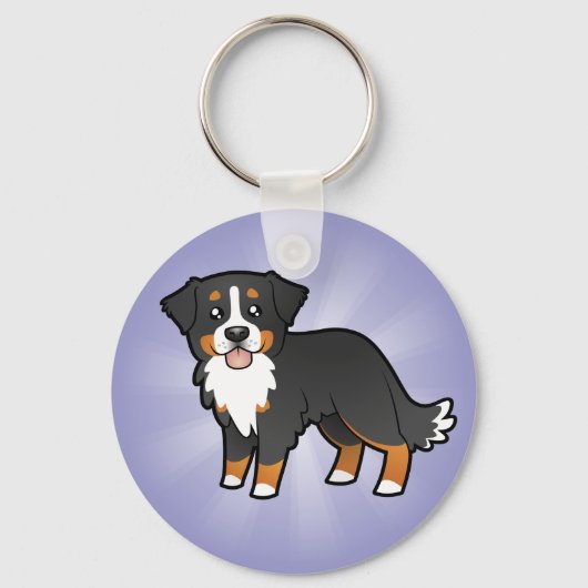 Cartoon Bernese Mountain Dog Schlüsselanhänger (Vorderseite)