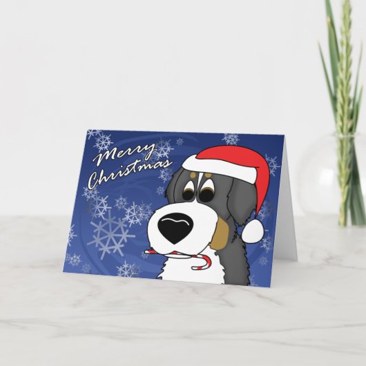 Cartoon Bernese Mountain Hund Weihnachtskarte Feiertagskarte (Vorderseite)