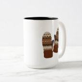 Cartoon Bernie Sanders und sein Warm Brown Mittens Zweifarbige Tasse (VorderseiteRechts)