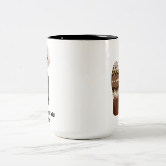 Cartoon Bernie Sanders und sein Warm Brown Mittens Zweifarbige Tasse (Mittel)