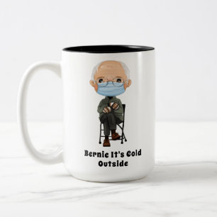 Cartoon Bernie Sanders und sein Warm Brown Mittens Zweifarbige Tasse