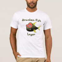 Cartoon-betrunkener Fisch-T - Shirt