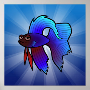 Cartoon Betta Fisch / Siamischer Fisch Poster