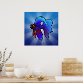 Cartoon Betta Fisch / Siamischer Fisch Poster (Küche)