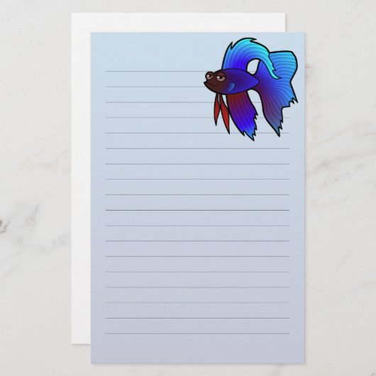 Cartoon Betta Fische/siamesische kämpfende Fische Briefpapier (Vorne/Hinten)