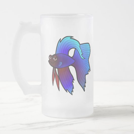 Cartoon Betta Fische/siamesische kämpfende Fische Mattglas Bierglas (Links)