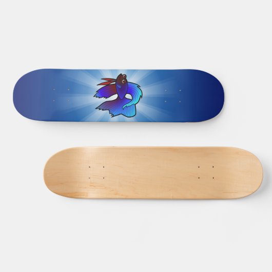 Cartoon Betta Fische/siamesische kämpfende Fische Skateboard (Horizontal)