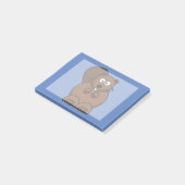 Cartoon-Biber mit blauem Hintergrund Post-it Klebezettel (angewinkelt)