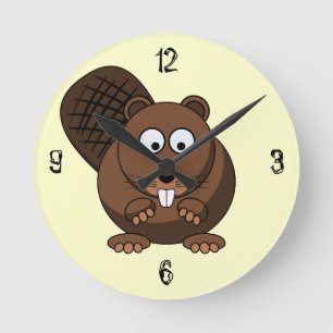 Cartoon-Biber-Wand-Uhr Runde Wanduhr