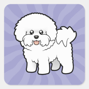 Cartoon Bichon Frise Quadratischer Aufkleber