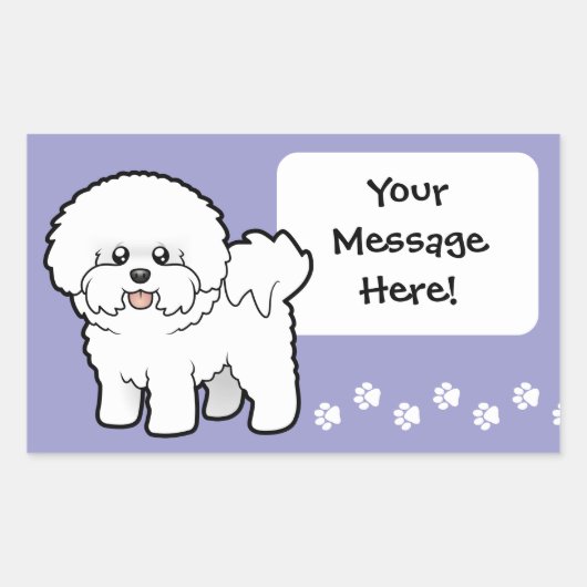 Cartoon Bichon Frise Rechteckiger Aufkleber (Vorderseite)