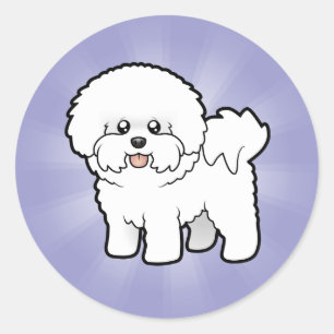Cartoon Bichon Frise Runder Aufkleber